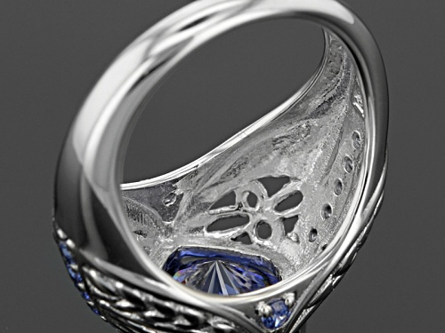 Bella Luce ® Esotica ™ 7.90ctw Tanzanite & White Diamond Simulants Rhodium Over Sterling Ring - Size 5