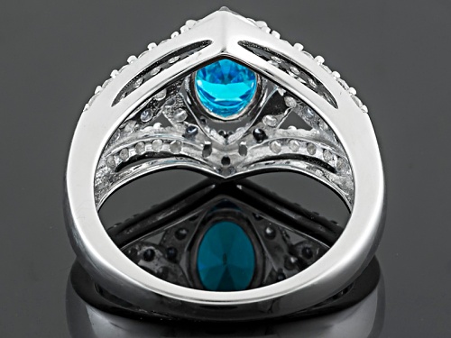 Bella Luce®Esotica™ Neon Apatite/Tanzanite/White Diamond Simulants Rhodium Over Sterling Ring - Size 10