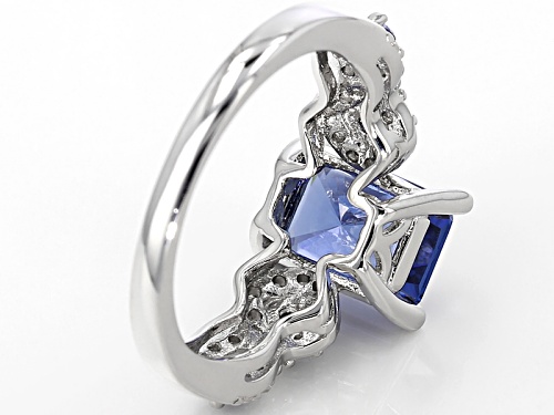 Bella Luce ® Esotica ™ 5.19ctw Tanzanite & White Diamond Simulants Rhodium Over Sterling Ring - Size 10