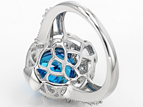 Bella Luce® Esotica ™ 8.44ctw Neon Apatite & White Diamond Simulants Rhodium Over Sterling Ring - Size 12