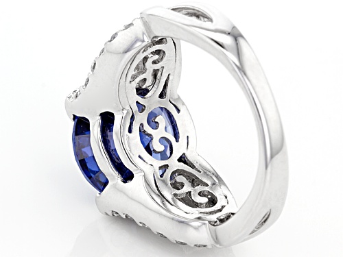 Bella Luce® Esotica ™ 10.94ctw Tanzanite And White Diamond Simulants Rhodium Over Sterling Ring - Size 10