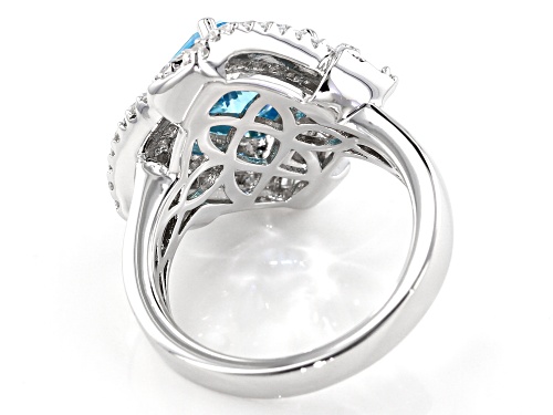 Bella Luce® Esotica™ 6.24ctw Neon Apatite & White Diamond Simulants Rhodium Over Sterling Ring - Size 7
