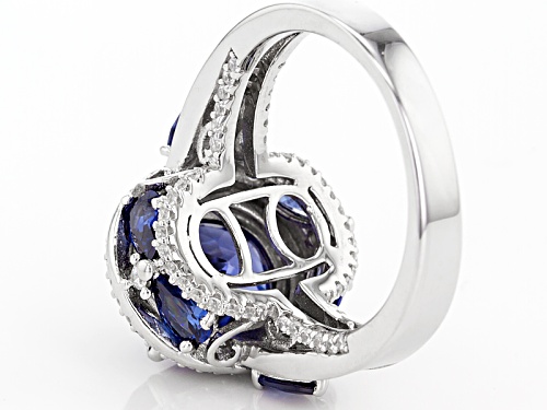 Bella Luce ® Esotica ™ 8.03ctw Tanzanite And White Diamond Simulants Rhodium Over Sterling Ring - Size 11