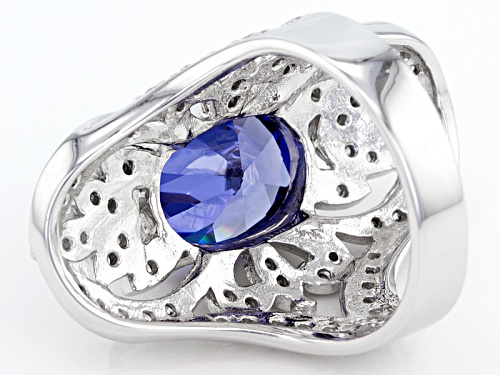 Bella Luce ® Esotica ™ 11.03ctw Tanzanite & White Diamond Simulants Rhodium Over Silver Ring - Size 6