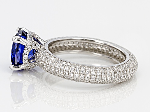 Bella Luce ®Esotica ™ 18.64ctw Tanzanite And White Diamond Simulants Rhodium Over Sterling Ring - Size 8