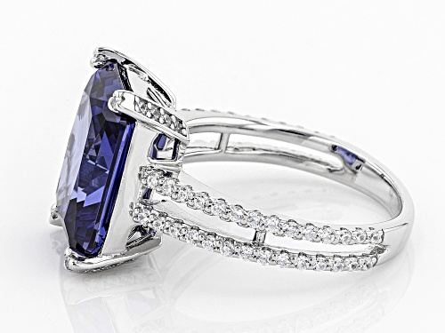 Bella Luce ® 12.38CTW Esotica ™ Tanzanite &  White Diamond Simulants Rhodium Over Silver Ring - Size 8