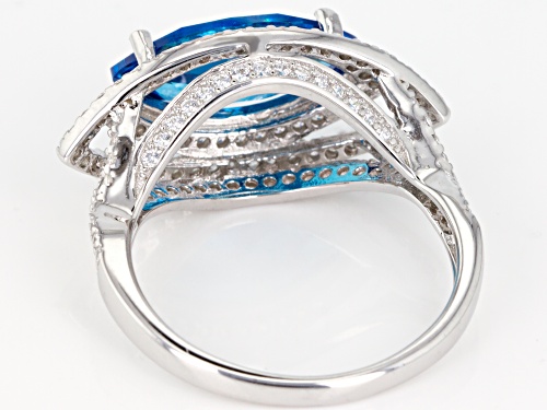 Bella Luce ® 6.48CTW Esotica ™ Neon Apatite & White Diamond Simulants Rhodium Over Silver Ring - Size 5