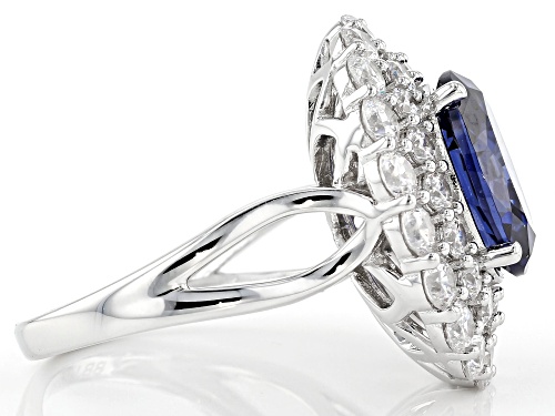 Bella Luce ® 12.90CTW Esotica ™ Tanzanite & White Diamond Simulants Rhodium Over Silver Ring - Size 9