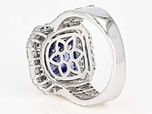 Bella Luce ® Esotica ™ 10.22CTW Tanzanite And White Diamond Simulants Rhodium Over Silver Ring - Size 5