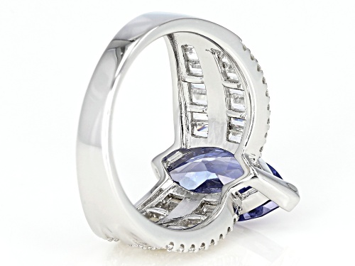 Bella Luce ® 7.48CTW Esotica ™ Tanzanite & White Diamond Simulants Rhodium Over Sterling Silver Ring - Size 5