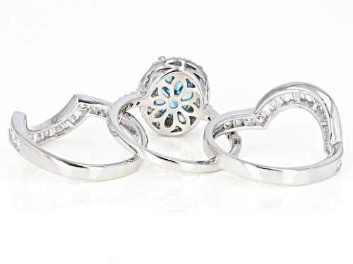 Bella Luce®6.90CTW Esotica™Neon Apatite &White Diamond Simulants Rhodium Over Silver Ring With Bands - Size 7