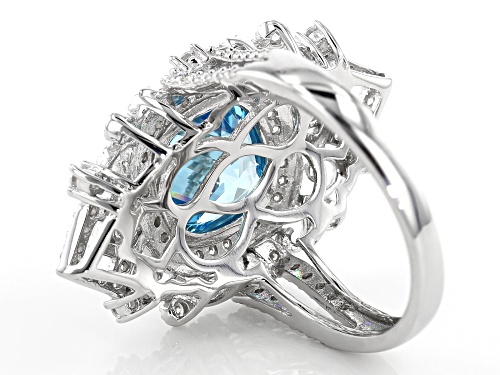 Bella Luce ® 6.74CTW Esotica ™ Neon Apatite & White Diamond Simulants Rhodium Over Silver Ring - Size 6