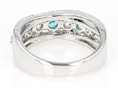 Bella Luce ® 1.93CTW Esotica ™ Paraiba Tourmaline & White Diamond Simulants Rhodium Over Silver Ring - Size 12