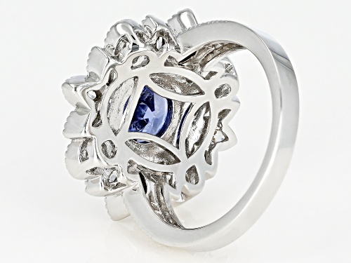 Bella Luce ® 6.48CTW Esotica ™ Tanzanite & White Diamond Simulants Rhodium Over Silver Ring - Size 11
