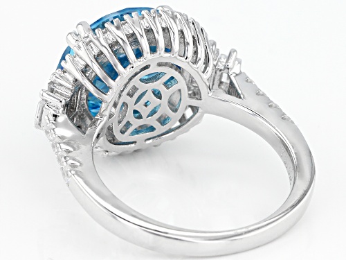 Bella Luce ® 12.94CTW Esotica ™ Neon Apatite & White Diamond Simulants Rhodium Over Silver Ring - Size 7