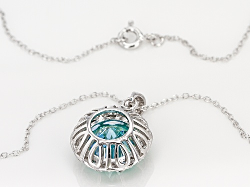 Bella Luce®12.10CTW Paraiba Tourmaline & White Diamond Simulants Rhodium Over Silver Pendant & Chain
