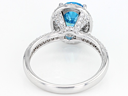Bella Luce ® 4.19CTW Esotica ™ Neon Apatite & White Diamond Simulants Rhodium Over Silver Ring - Size 11