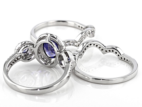 Bella Luce®3.24CTW Esotica™ Tanzanite & White Diamond Simulants Rhodium Over Silver Ring With Bands - Size 10