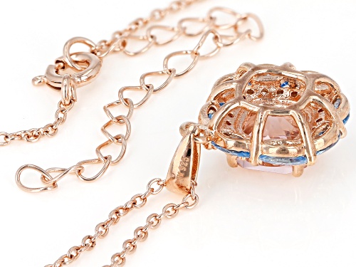 Bella Luce®2.50CTW Esotica™Morganite,Aqua,And White Diamond Simulants Eterno™Rose Pendant With Chain
