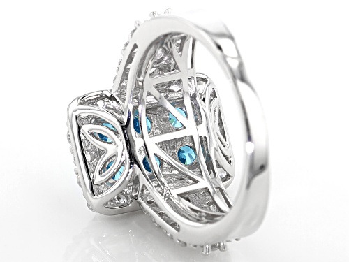 Bella Luce ® 4.66CTW Esotica ™ Neon Apatite And White Diamond Simulants Rhodium Over Silver Ring - Size 8