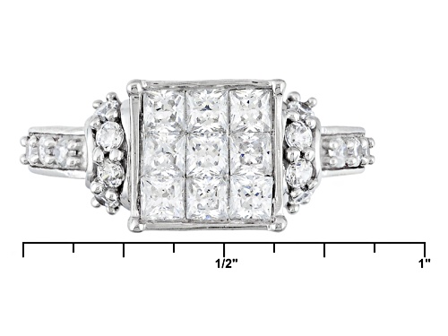 Bella Luce ® Diamond Simulant 2.07ctw Princess Cut And Round, 10k White Gold Ring (1.25ctw Dew) - Size 12