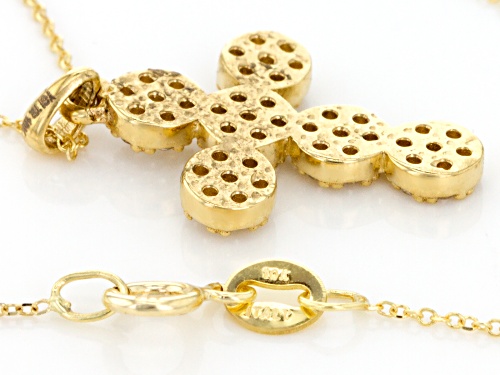 Bella Luce® 0.84ctw 10k Yellow Gold Cross Pendant With Chain (0.42ctw DEW)