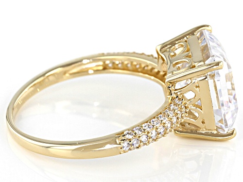 Bella Luce ® 9.73ctw Asscher White Diamond Simulant 10k Yellow Gold Ring (5.87ctw DEW) - Size 7