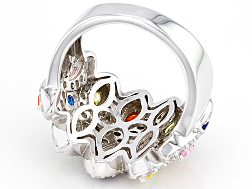 Bella Luce ® 6.45ctw Multicolor Gem Simulants And Lab Created Blue Spinel Rhodium Over Silver Ring - Size 7