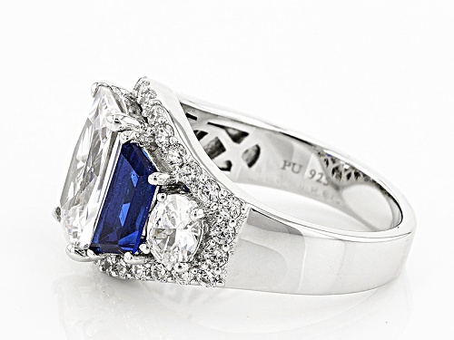 Bella Luce ® 12.05ctw Sapphire & White Diamond Simulants Rhodium Over Sterling Silver Ring - Size 8