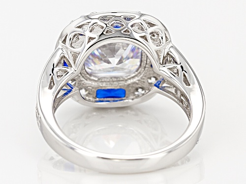 Bella Luce ® 10.93ctw Sapphire & White Diamond Simulants Rhodium Over Sterling Silver Ring - Size 8