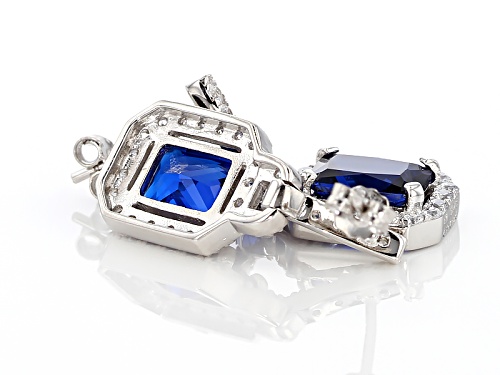 Bella Luce ® 7.05ctw Blue Sapphire And White Diamond Simulants Rhodium Over Sterling Earrings
