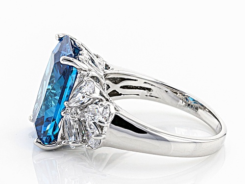 Bella Luce ® 12.91ctw Blue Apatite And White Diamond Simulants Rhodium Over Sterling Silver Ring - Size 5