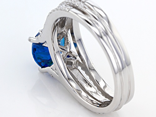 Bella Luce ®4.95ctw Blue Apatite And White Diamond Simulants Rhodium Over Sterling Ring - Size 7