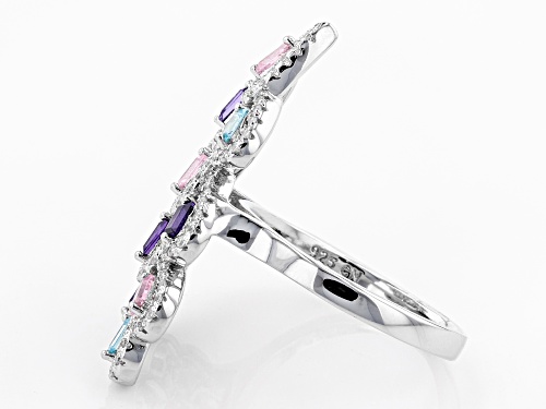 Bella Luce® 2.97ctw Blue, Purple, Pink and White Diamond Simulants Rhodium Over Sterling Ring - Size 5