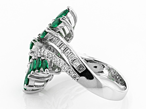 Bella Luce® 4.82ctw Emerald and White Diamond Simulants Rhodium Over Sterling Silver Ring - Size 7