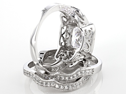 Bella Luce ® 4.93CTW White Diamond Simulant Rhodium Over Sterling Silver Ring With Bands - Size 10