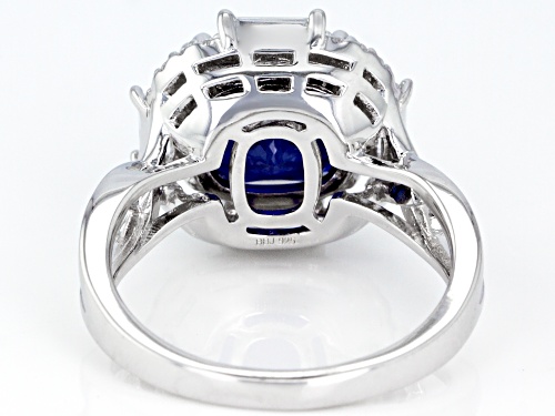 Bella Luce ® 5.03CTW Lab Created Sapphire & White Diamond Simulant Rhodium Over Silver Ring - Size 5
