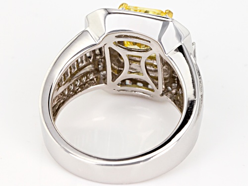 Bella Luce ® 6.30CTW Canary & White Diamond Simulants Rhodium Over Silver Ring - Size 9