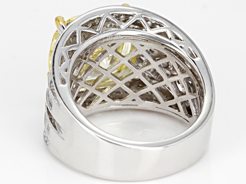Bella Luce ® 5.27CTW Canary & White Diamond Simulants Rhodium Over Sterling Silver Ring - Size 11