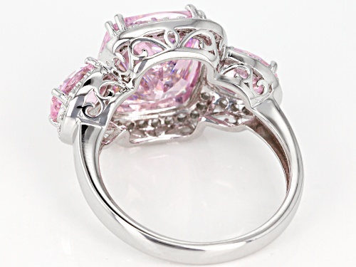 Bella Luce ® 12.80CTW Pink & White Diamond Simulants Rhodium Over Sterling Silver Ring - Size 10