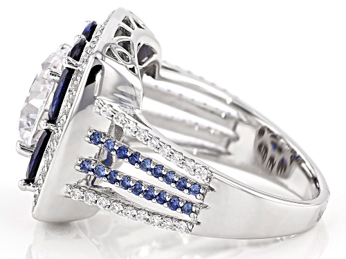 Bella Luce ® 7.13CTW Lab Created Sapphire & White Diamond Simulant Rhodium Over Silver Ring - Size 6