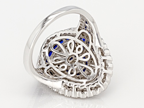 Bella Luce ® 2.72CTW Lab Blue Spinel & White Diamond Simulant Rhodium Over Silver Ring - Size 5
