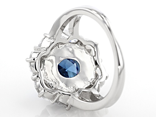 Bella Luce ® 7.29CTW London Blue Topaz & White Diamond Simulants Rhodium Over Silver Ring - Size 8