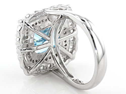 Bella Luce ® 9.83CTW Aqua & White Diamond Simulants Rhodium Over Sterling Silver Ring - Size 7