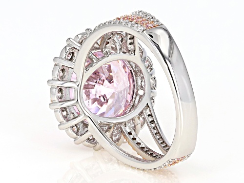 Bella Luce ® 13.24CTW Pink & White Diamond Simulants Rhodium Over Sterling Silver Ring - Size 7