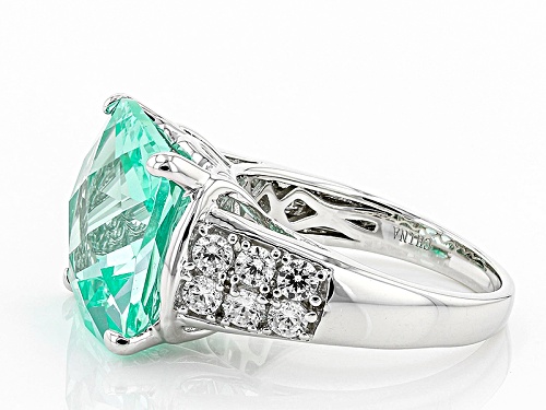 Bella Luce®12.59ctw Caribbean Green™ Lab Created Spinel And Diamond Simulant Rhodium Over Ring - Size 10