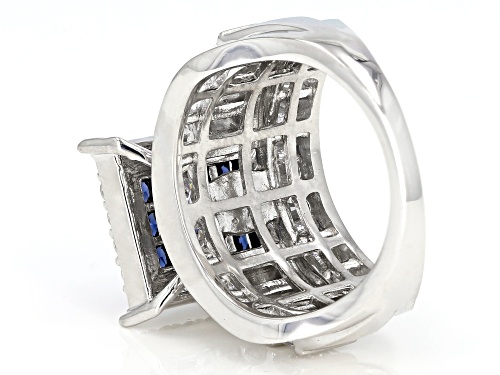 Bella Luce ® 5.90CTW Sapphire & White Diamond Simulants Rhodium Over Silver Ring - Size 12