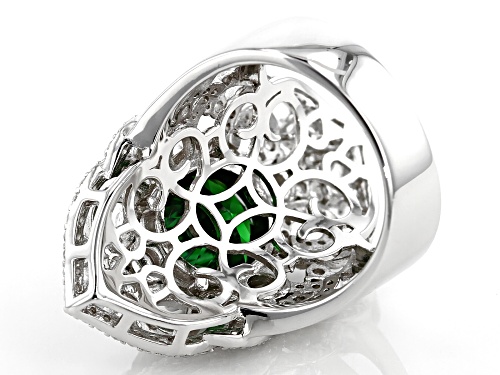 Bella Luce ® 10.67CTW Emerald & White Diamond Simulants Rhodium Over Sterling Silver Ring - Size 7