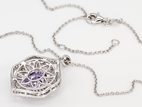 Bella Luce ® 10.50CTW Lavender & White Diamond Simulants Rhodium Over Silver Pendant With Chain