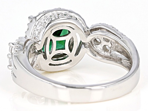 Bella Luce ® 5.02CTW Emerald And White Diamond Simulants Rhodium Over Sterling Silver Ring - Size 11